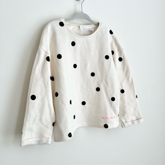 Zara Girl Polka Dot Sweatshirt Size 4-5 Years NWOT - Picture 3 of 5